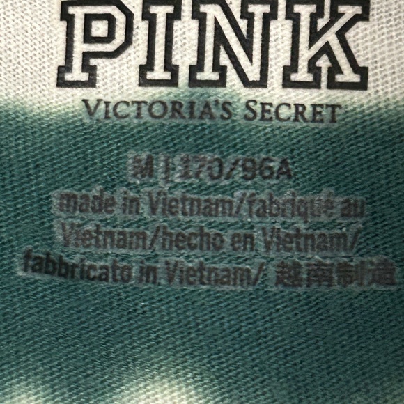 LIKE NEW! Women's Victoria's Secret PINK Teal/White Tie Dye 3/4 Crop - MEDIUM - Picture 6 of 10